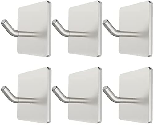 VIVII 6 Pack Adhesive Hooks, 3M Self Adhesive, Metal Wall Sticky Hooks Hanger for Keys Bags Clothes Hat Towel, Kitchen Bath Room Living Room No Drilling Needed