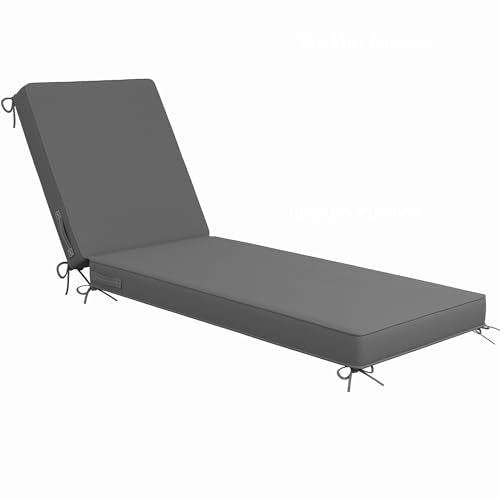 UDPATIO Chaise Lounge Chair Cushions, Oversized Thick 4-Inch Foam Pad, Fade-Proof Chairs Cover for Patio, Poolside, Lawn, Deck & Outdoor Furniture - Removable Accessories - color: Dark Grey, size: 1