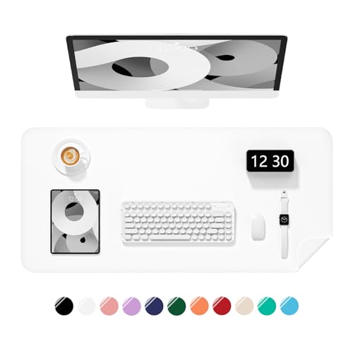 Desk Pad, 23.6" x 13.8" PU Leather Non-Slip Desk Mat Large Mouse Pad for Desktop, Waterproof Laptop Computer Writing Mat for Office, Home, Work, Gaming, White - color: White, size: 23.6" x 13.8"