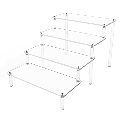 Acrylic Risers for Display 1 Pack 4 Tier Acrylic Display Risers Perfume Stand, Clear Cupcake Display Stand Holder for Perfume Figures Cupcake Dessert 9 IN