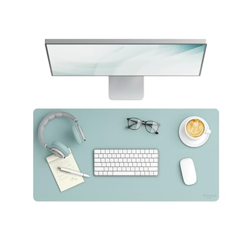 Smead Desk Pad, Vegan Leather Desk Mat with Non-Slip Faux Suede Backing, Perfect Desk Organizer for Office Decor, 31.5” x 15.7” Medium, Superior Blue (64835) - color: Blue, size: 15.7" x 31.5"
