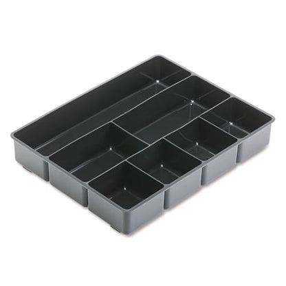 Rubbermaid Extra Deep Desk Drawer Director Tray, Plastic, 11.875 x 15 x 2.5 Inches, Black - size: 7 Section