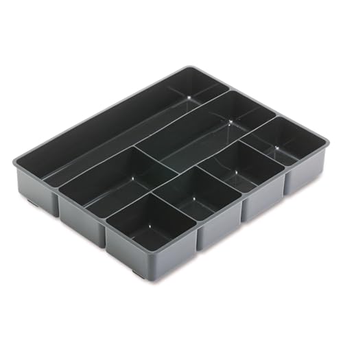 Rubbermaid Extra Deep Desk Drawer Director Tray, Plastic, 11.875 x 15 x 2.5 Inches, Black - size: 7 Section