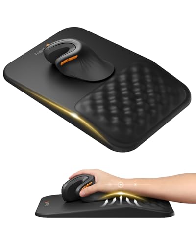 ProtoArc MP50 Ergonomic Mouse Pad with Wrist Rest, PU Leather Mousepad with Soft Memory Foam and Non-Slip PU Base for Pain Relief, Desk, Home, Office, 12x8 Inches, Black (Mouse Not Included) - color: Black PU Leather
