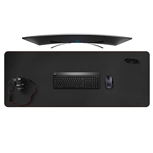 ZORESYN Desk Pad (59.1"x19.7"), PU Leather Desk Blotter Protector, Large Gaming Mousepad Desk Mat - Waterproof Non Slip Base Keyboard Extended Mouse Mat (Black) - color: Black, size: 59.1L x 19.7W inches