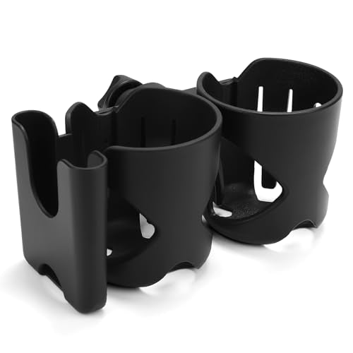 Accmor Stroller Cup Holder, Universal Cup Holder for Walker Wheelchair Bike, 360° Rotatable Stroller Cup Holder Attachment Accessories for Walker, Wheelchair, Scooter - color: Double Cup Phone Holder