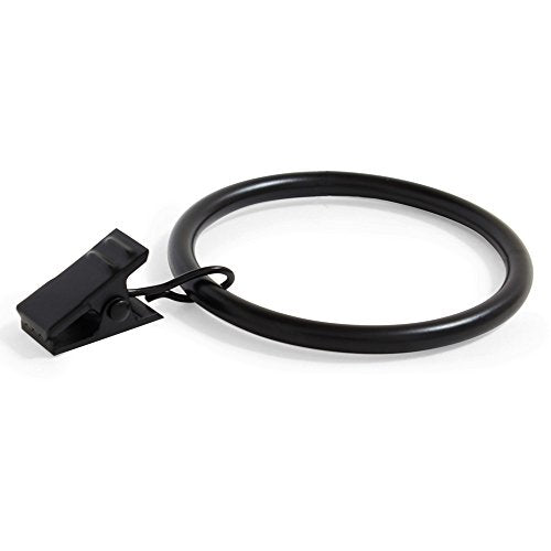 Ivilon Curtain Rings - Set of 14 Decorative Drapery Clip with Strong Clips 2" Diameter Color Black - color: Black, size: Set of 14 (2")