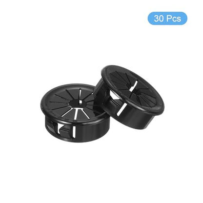 uxcell 30Pcs Cable Grommets, Snap Bushing Grommet for Holes with 1.1"(28mm) Mounting, Round Nylon Snap in Cable Desk Grommet for Cables and Cords Management, Black - size: 28mm