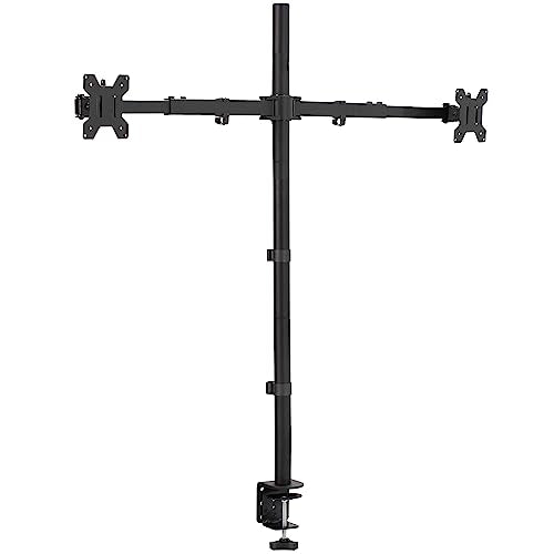 VIVO Premium Dual Ultra Wide LCD LED 27 to 38 inch Monitor Desk Mount, Heavy Duty C-clamp, Extra Tall Pole, Adjustable Telescoping Arms, Flush Wall Setup, Fits 2 Screens, Black, STAND-TS38C-T - size: 27" - 38" screens