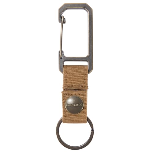 Carhartt Unisex Adult Durable Metal Key Keeper, Belt Loop Key Ring Holder with Self-Locking Metal Gate Clip for Car/Home Keys - color: Nylon Duck (Carhartt Brown)