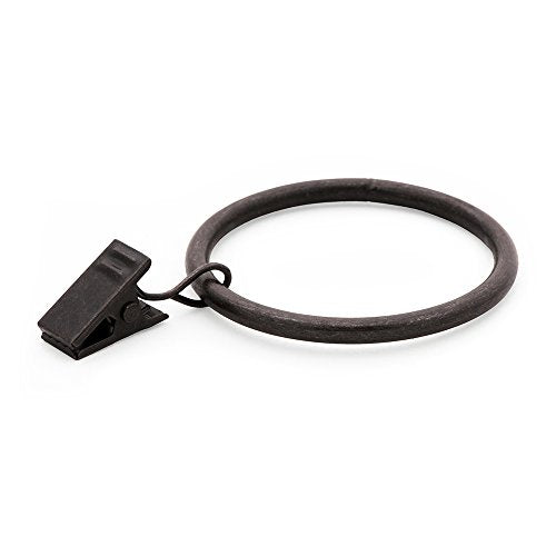 Ivilon Drapery Curtain Clips with Rings - Set of 14 Decorative Drapery Rings with Strong Clips 2" Diameter - Color Oil Rubbed Bronze (ORB) - color: Oil Rubbed Bronze, size: Set of 14 (2")