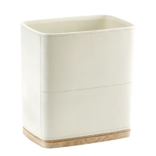 Polytree Bathroom Trash Can 1.8 Gallon(7 Liter) Small Kitchen Garbage Can,Decor Wastebasket for Bedroom Office,Resin Hand-Carved Leather Beige - color: C-Beige