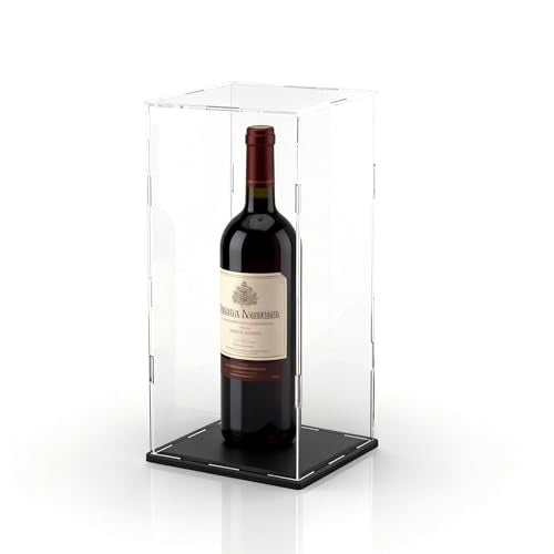 Acrylic Display Case, Clear Collectible Display Box with Matte Black Base & Lid, Dustproof Acrylic Showcase, Easy Self Assembly Display Case for Bottle and Action Figures, 5 x 5 x 14 inch - size: 5 x 5 x 14 inch