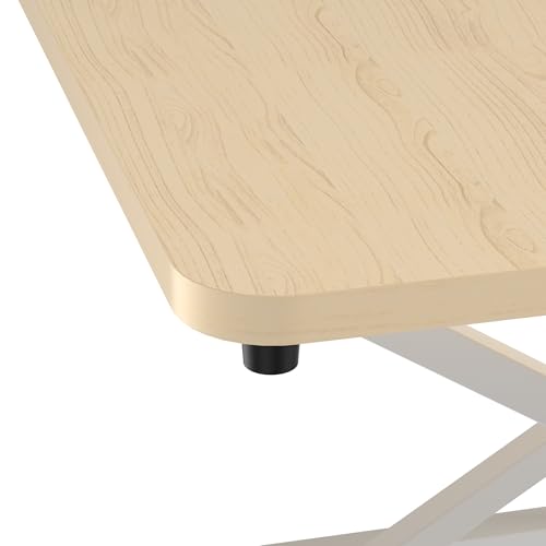 Decoholic Light Wood Small Single 24 inch Scissors Lift Keyboard and Mouse Riser ,Height Adjustable Standing Desk Converter,for Ergonomic Sit Stand Workstations (24 inch NW)
