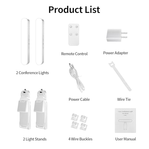 yAyusi Dual-lamp Video Conference Lighting, LED Streaming Light with Remote and Touch Control, Zoom Lighting for Computer,Webcam Laptop Monitor Ring Light for Video Calls/Zoom Meetings (White) - color: White