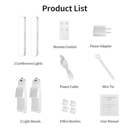yAyusi Dual-lamp Video Conference Lighting, LED Streaming Light with Remote and Touch Control, Zoom Lighting for Computer,Webcam Laptop Monitor Ring Light for Video Calls/Zoom Meetings (White) - color: White