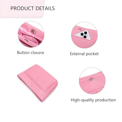 YONEBN waterproof Storage Bag Lightweight Large Capacity nylon Bag Inner Bag Handbag Organizer - color: Pu/Azalea Pink