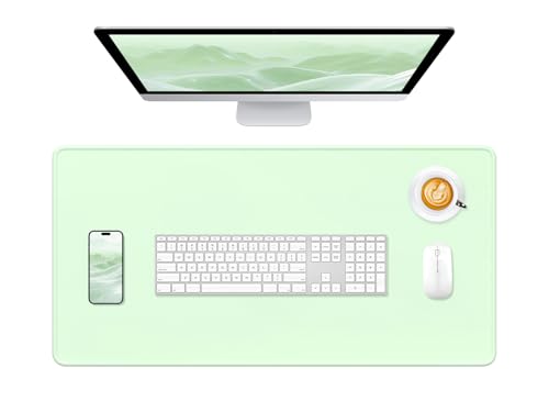 Hsurbtra Desk Pad, 32" x 16" Premium-Textured Desk Mat, Stitched Edge Anti-Slip Waterproof Rubber Mouse Pad, L Extended Computer Mat for Office Gaming Laptop Keyboard Lake Green - color: Lake Green, size: L Deskpad (32" x 16")