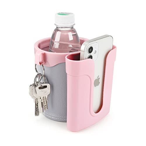 Accmor 3-in-1 Bike Cup Holder with Cell Phone Keys Holder, Bike Water Bottle Holders, Universal Bar Drink Cup Can Holder for Bicycles, Motorcycles, Scooters, Grey Pink - color: Grey Pink