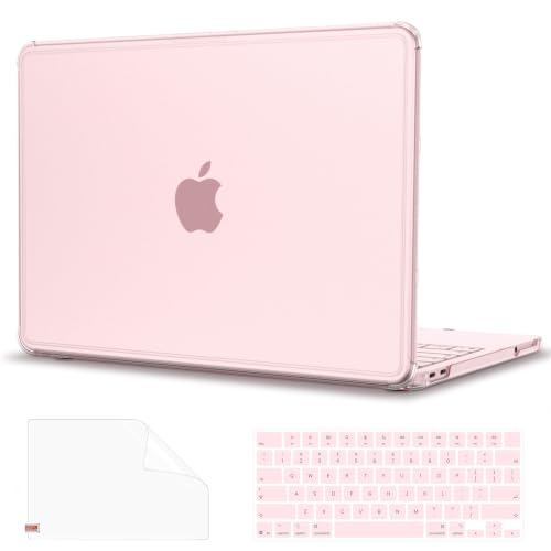 G JGOO Compatible with MacBook Neo Case 13 inch 2026 Release Model A3404 with A18 Pro Chip, Anti-Fingerprints Reinforced TPU Bumper Hard Shell Case with Keyboard Cover & Screen Protector, Blush - color: Matte Blush
