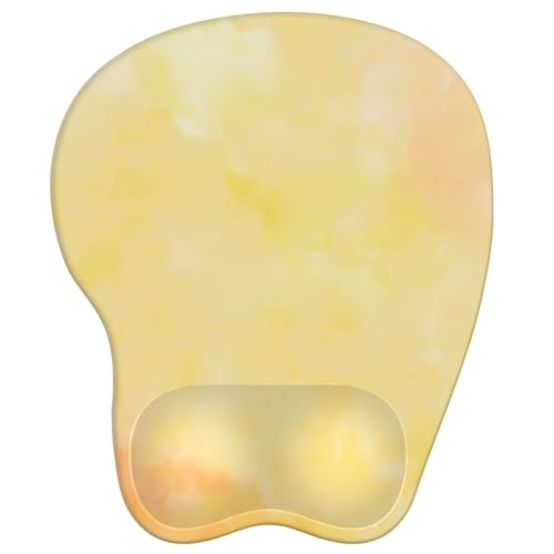 Mouse Pad with Wrist Rest Ergonomic Mouse Pad with Comfortable M-Shape Pain Relief Wrist Support Non-Slip PU Base Mousepad for Laptop, Office & Home (Lemon Yellow) - color: Lemon Yellow