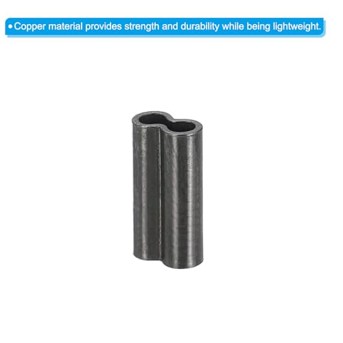 PATIKIL 1/16" 1.5mm Wire Rope Loop Sleeve 100 Pcs Copper Double Ferrule Duplex Crimping Loop Sleeve for Wire Rope Cable Fittings Rigging Fishing Wire,Black - size: 1/16"
