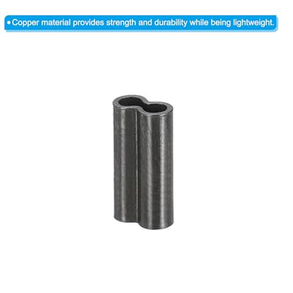 PATIKIL 1/16" 1.5mm Wire Rope Loop Sleeve 100 Pcs Copper Double Ferrule Duplex Crimping Loop Sleeve for Wire Rope Cable Fittings Rigging Fishing Wire,Black - size: 1/16"