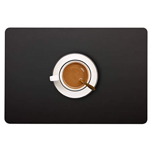 Wipeable Placemats Leather Table Mats Waterproof Heat-Resistant Easy to Clean for Dining Table Set Kitchen Table (4, Black) - color: Black, size: set of 4