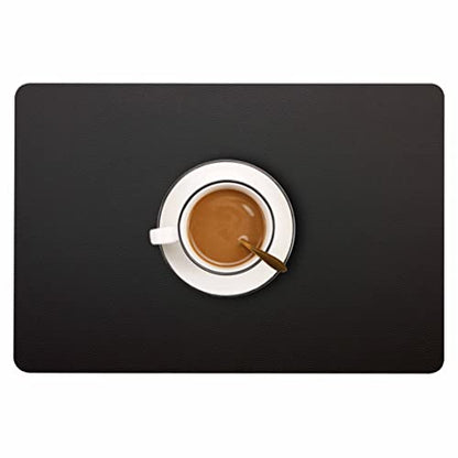 Wipeable Placemats Leather Table Mats Waterproof Heat-Resistant Easy to Clean for Dining Table Set Kitchen Table (2, Black) - color: Black, size: set of 2