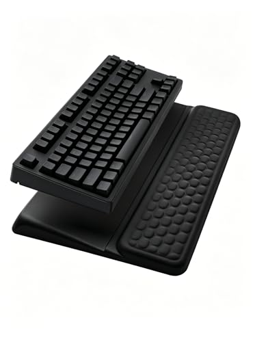 Computer Keyboard Stand Pad with Wrist Rest, Ergonomic Comfy Tilted Keyboard Stand Riser Holder Pad for Office Home (Black) - color: Black