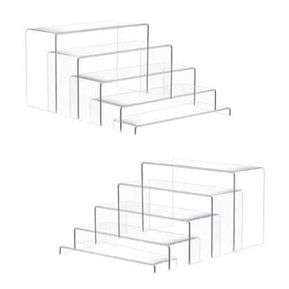 Goabroa 2 Sets 10 Pcs Clear Display Risers, Rectangular (7"-8"-9" L) Risers Display Stands, Table Stands for Jewelry, Cupcake, Perfume, Figures - color: Clear, size: Regular 2 Sets (10PCS) Rectangle