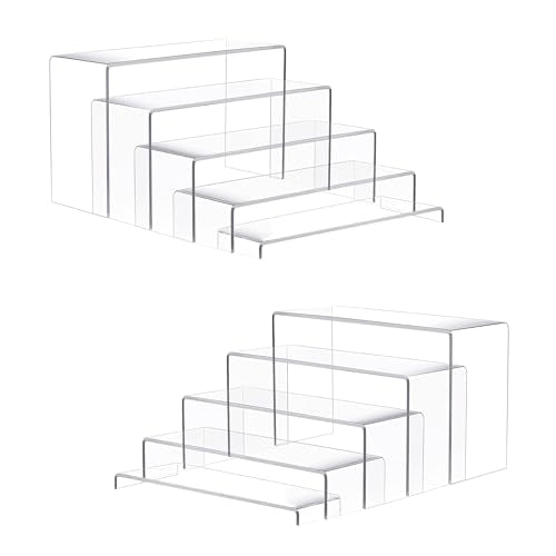 Goabroa 2 Sets 10 Pcs Clear Display Risers, Rectangular (7"-8"-9" L) Risers Display Stands, Table Stands for Jewelry, Cupcake, Perfume, Figures - color: Clear, size: Regular 2 Sets (10PCS) Rectangle