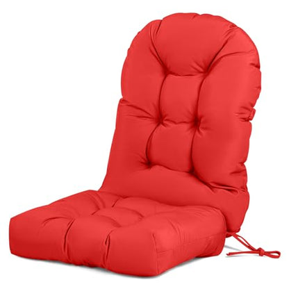 Adirondack Chair Cushion Tufted Waterproof Outdoor Rocking Chair Cushions with Ties Anti-Slip High Back Patio Chair Cushions for Patio Furniture Cushions - color: Red