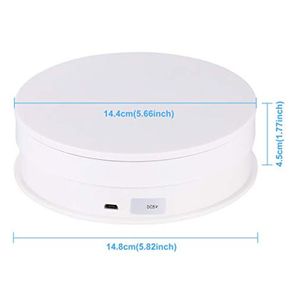 PULUZ 360 Degree Photography Turntable Rotating Display Stand, 5.7in(15cm) Diameter 360 Degree Turntable Display Stand for Photography Video Shooting Props Jewelry, Max Load 33Lb (White) - size: 5.7inch/White