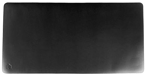 Courtyard Desk Pad by Castle - Leatherette Desk Blotter Office Mat - Durable Waterproof Easy to Clean PU Computer Desk Mat with Non-Slip Base for Home & Office, 36.0" x 17.0", Black with Black Thread