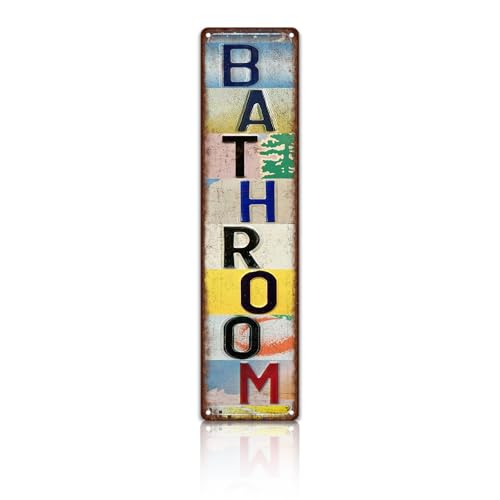 Vintage Bathroom Wall Decor Street Sign Metal Tin Signs 4 x 16 Inches - color: Bathroom