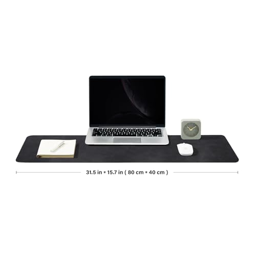 Distressed Leather Desk Mat - Non-Slip PU Desk Pad for Office and Home - Desk Organization and Accessories - Ideal for Large Mouse Pad and Desk Mats on Top of Desks(Charcoal Black,31.5"x 15.7") - color: Charcoal Black, size: 31.5" x 15.7"