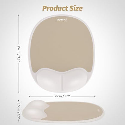 Ergonomic Mouse Pad with Wrist Rest & Elbow Support, Memory Foam Cushion, Non-Slip Base, Pain Relief for Office, Home & Gaming, Compatible with Vertical Ergonomic Mouse (Latte Beige) - color: Latte Beige