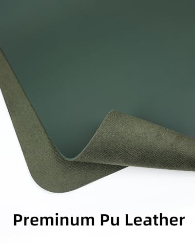 AFIING Leather Desk Pad Protector, Mouse Pad, Office Desk Mat, Non-Slip PU Leather Desk Blotter, Large Desk Mat, Waterproof Keyboard Mat for Office/Home/Decor (Dark Green, 48" x 17") - color: Dark Green, size: 48" x 17"
