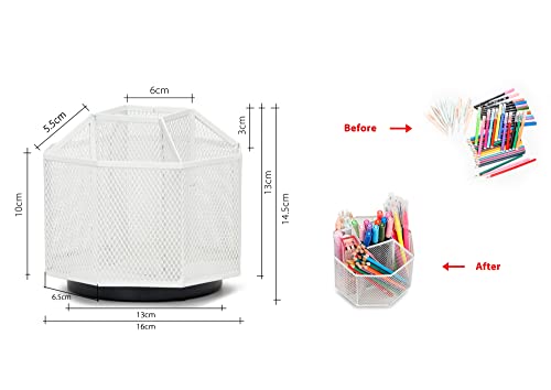 Exerz Desk Organiser/Mesh Desk Tidy Candy/Pen Holder/Multifunctional Organiser 360 Rotating - color: White
