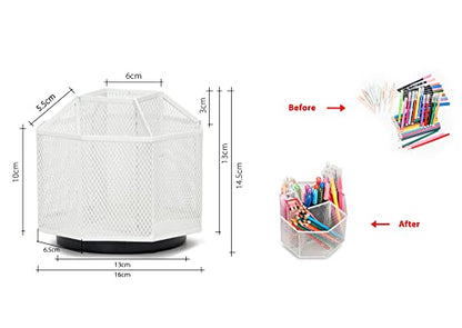 Exerz Desk Organiser/Mesh Desk Tidy Candy/Pen Holder/Multifunctional Organiser 360 Rotating - color: White