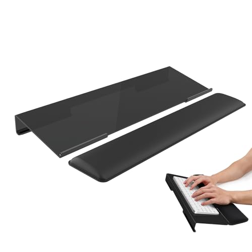 Computer Keyboard Stand and Wrist Rest Set，Keyboard Holder with Wrist Pad, Computer Wrist Support Pad, Keyboard Riser Holder with Wrist Pad for Office Home (Black) - color: Black