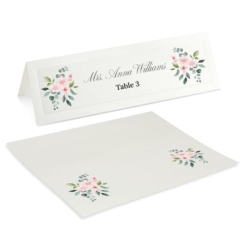 Blank Foldover Place Cards - Printable Cardstock for Inkjet & Laser - Wedding Seating Chart & Buffet Label - Table Name Card & Name Tag - 3.5 x 11 in, White, Pack of 60