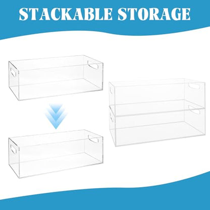 2 Pack DVD/CD Storage Box Acrylic Clear DVD Holder Case with Handles Stackable Storage Container Shelf Organizer Bin for CDs Video Games Cases Blu-Rays Books Booklets Countertop Cabinet Home Office