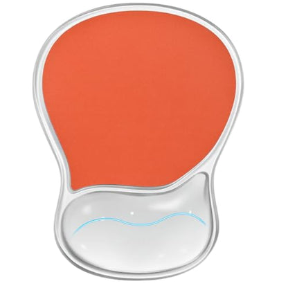 EooCoo Ergonomic Washable Mouse Pad with Gel Wrist Rest Support | Middle Concave Design, Relieve Wrist Pain, Non-Slip Base, Office Desk Accessories - color: Transparent Orange