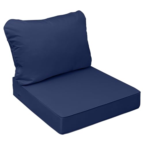 AAAAAcessories Outdoor Seat Cushions for Chairs, Fade-Resistant, Waterproof Patio Furniture Replacement Cushions, 21" x 21" x 3" + 21" x 17", Navy Blue - color: Navy Blue, size: 21"x21"x3" / 21"x17"