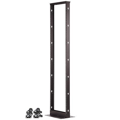 Aeons 45U 2 Post Open Frame Server Network Relay Rack for 19 Inch Networking Data & IT Devices A/V Equipment, Durable 2-Post Rack 45 U Aluminum Extrusion, Black - style: 45U-2Post-AL