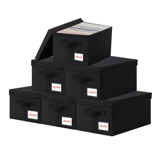 CD Storage Case -CD case holder with lid, stackable organizer case, media storage,6 Pack15.75 x 6.3 x 6.1 inches - can hold 270 CD jewelry cases Black