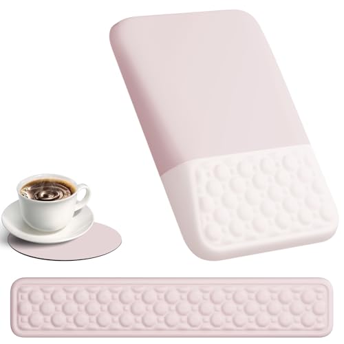 Ospelelf Ergonomic Mouse Pad and Keyboard Wrist Rest, Typing Wrist Pad with Support, Desk Mousepad Set for Office, Pink - color: Pink