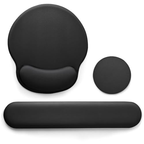 Keyboard Wrist Rest Mouse Pad with Wrist Support, Gaming Mousepad with Non-Slip Base, Ergonomic Mouse Wrist Arm Cushion Support for Home Office Laptop Computer, Easy Typing for Pain Relief, Black - color: Black